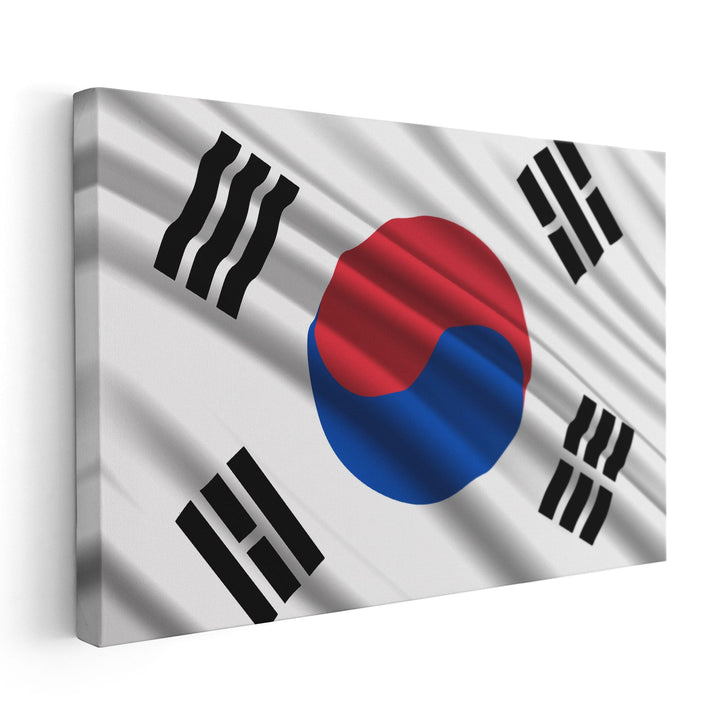 South Korea Flag Waving - Canvas Print Wall Art