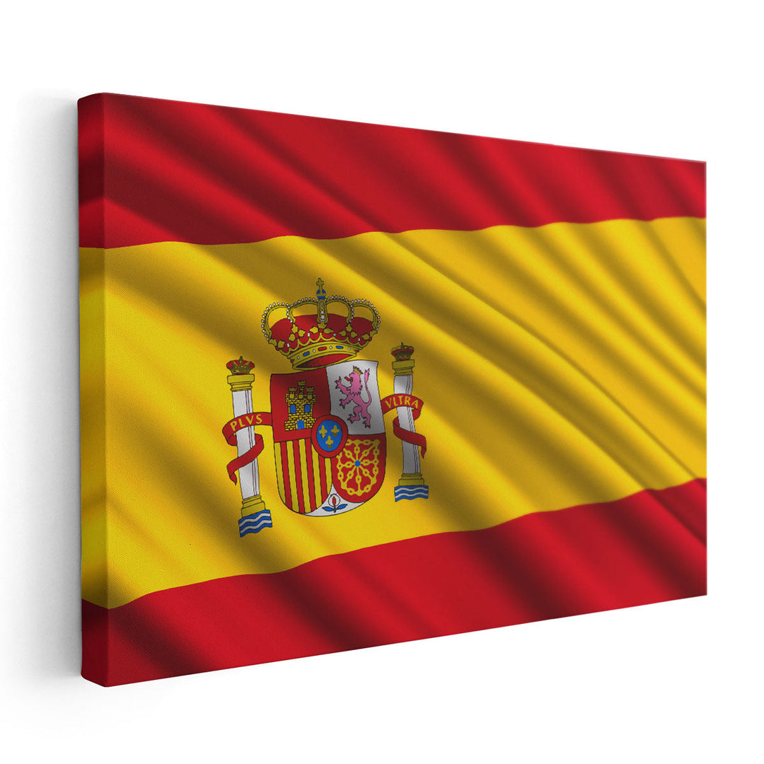 Spain Flag Waving - Canvas Print Wall Art