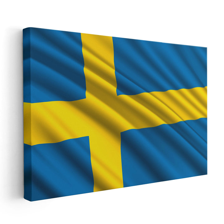 Sweden Flag Waving - Canvas Print Wall Art