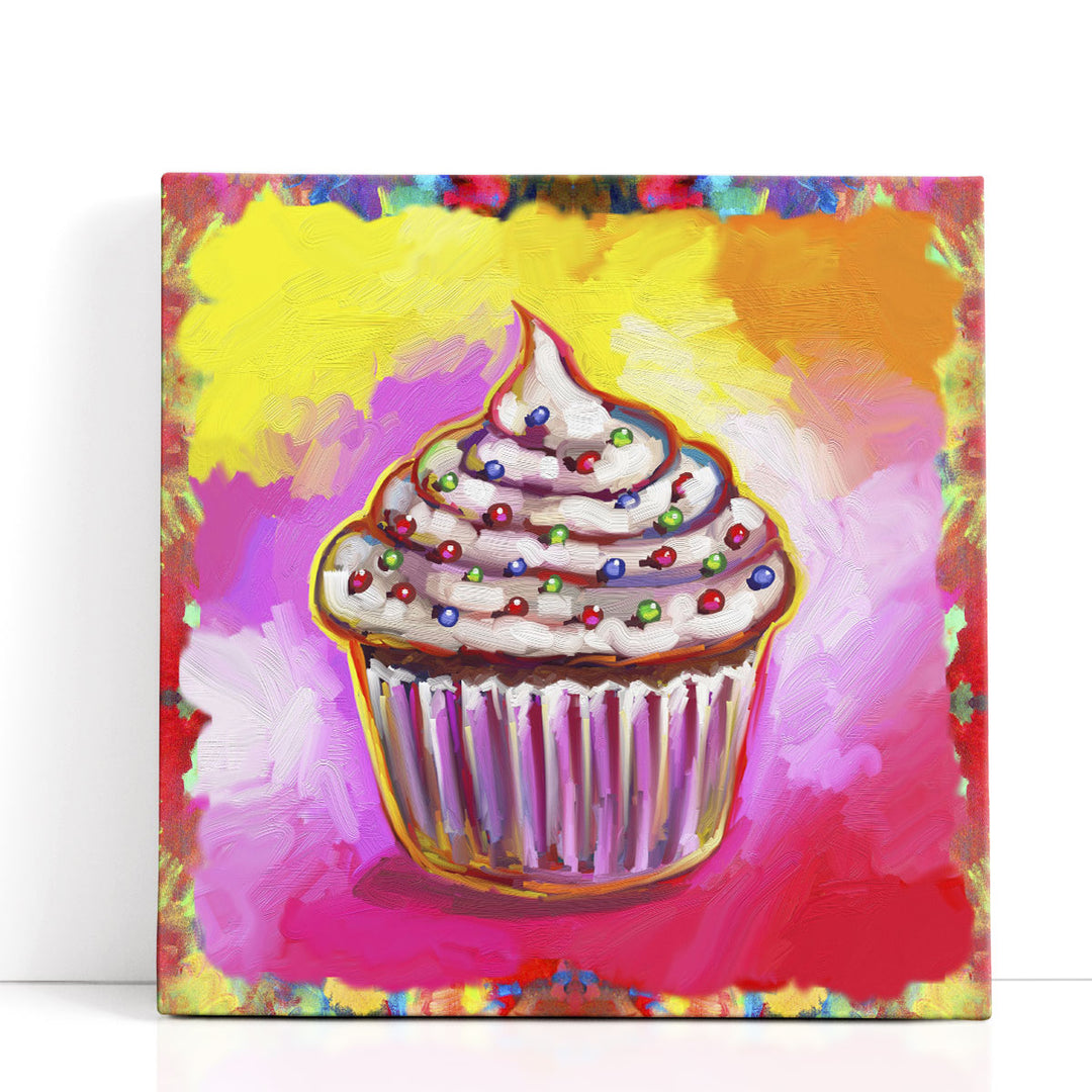 Dessert Kitchen Wall Decor – vibrant cupcake illustration