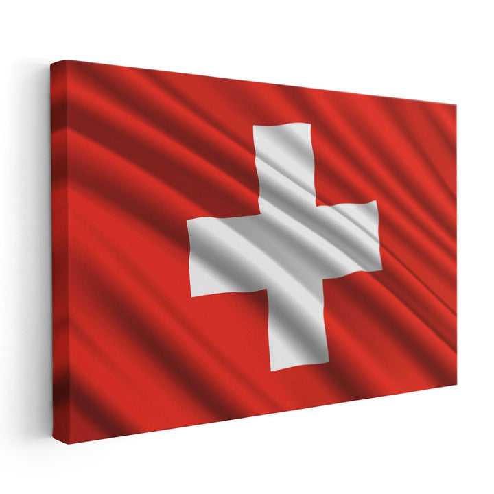 Switzerland Flag Waving - Canvas Print Wall Art