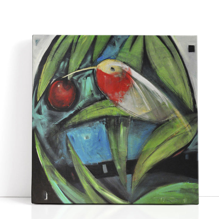Humming Bird And Cherry - Canvas Print Wall Art