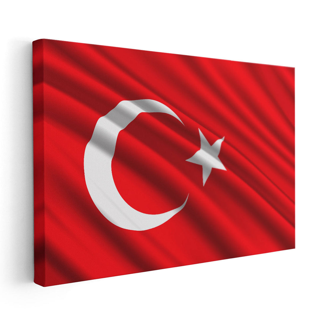 Turkey Flag Waving - Canvas Print Wall Art