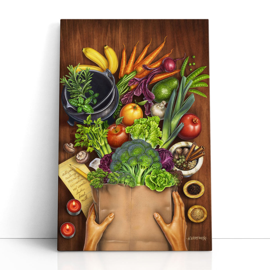 Grocery Kitchen Canvas Wall Art produce display
