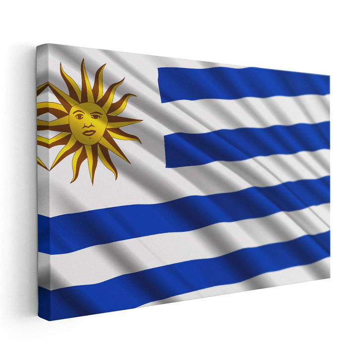 Uruguay Flag Waving - Canvas Print Wall Art