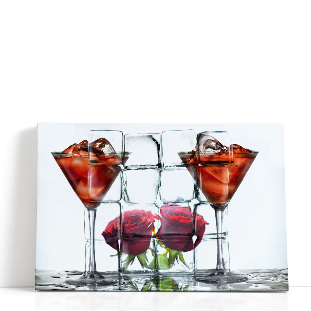 rose prints – red roses with iced glasses