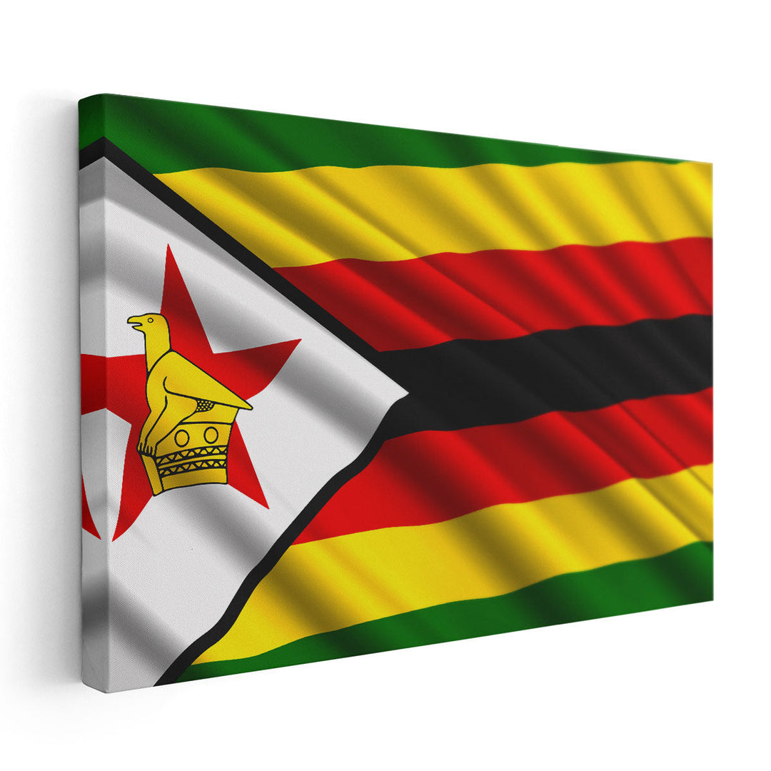 Zimbabwe Flag Waving - Canvas Print Wall Art