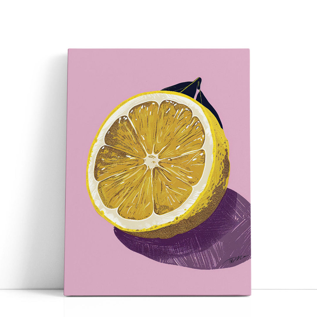 Lemon Cut On Pink - Canvas Print Wall Art