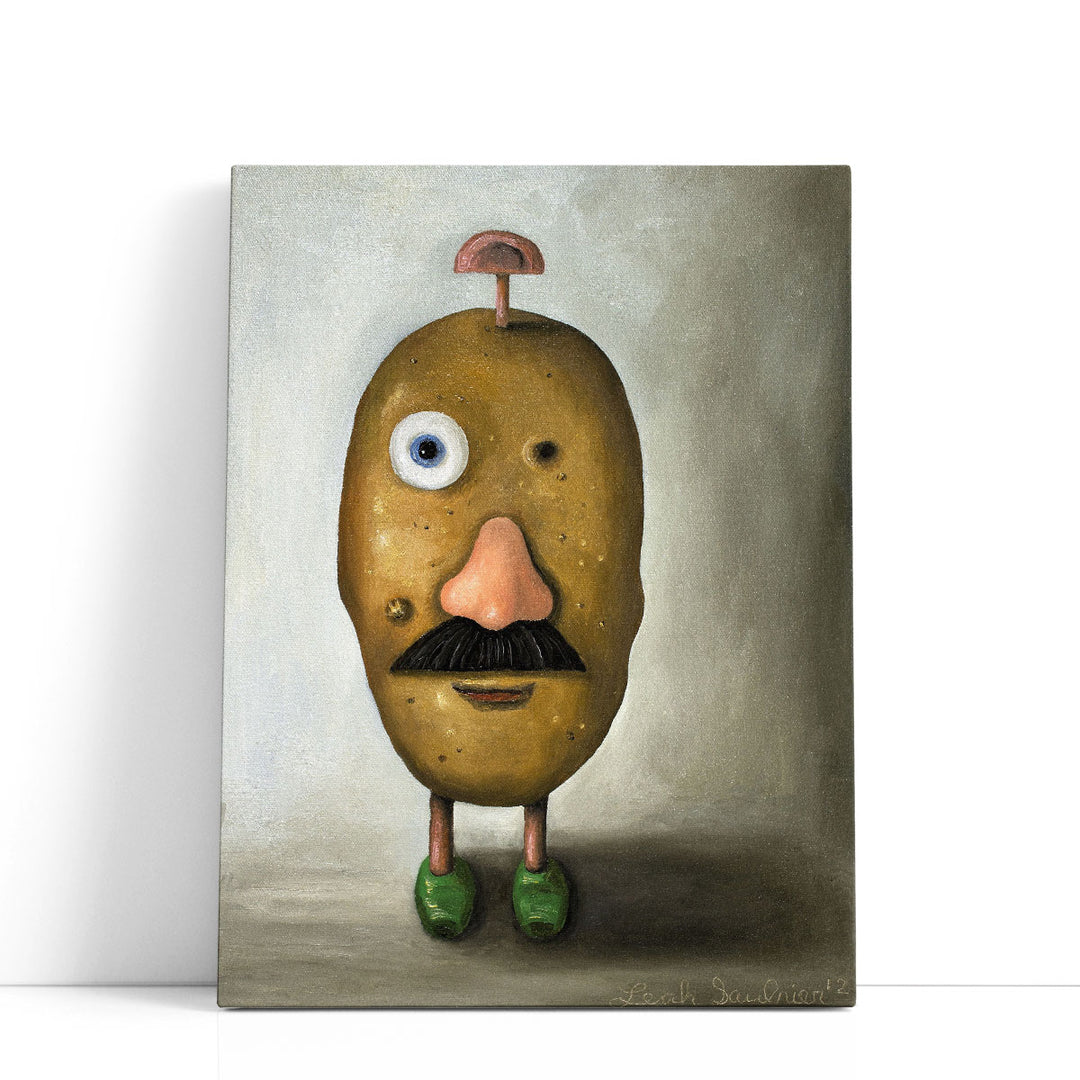 quirky potato with eyes and mustache