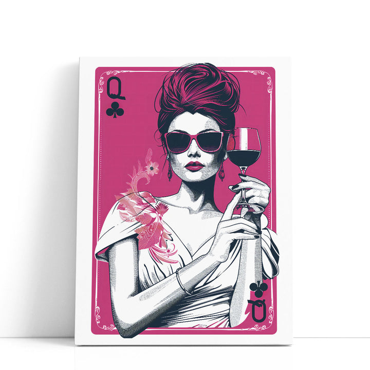 pop art prints – woman holding drink on playing card