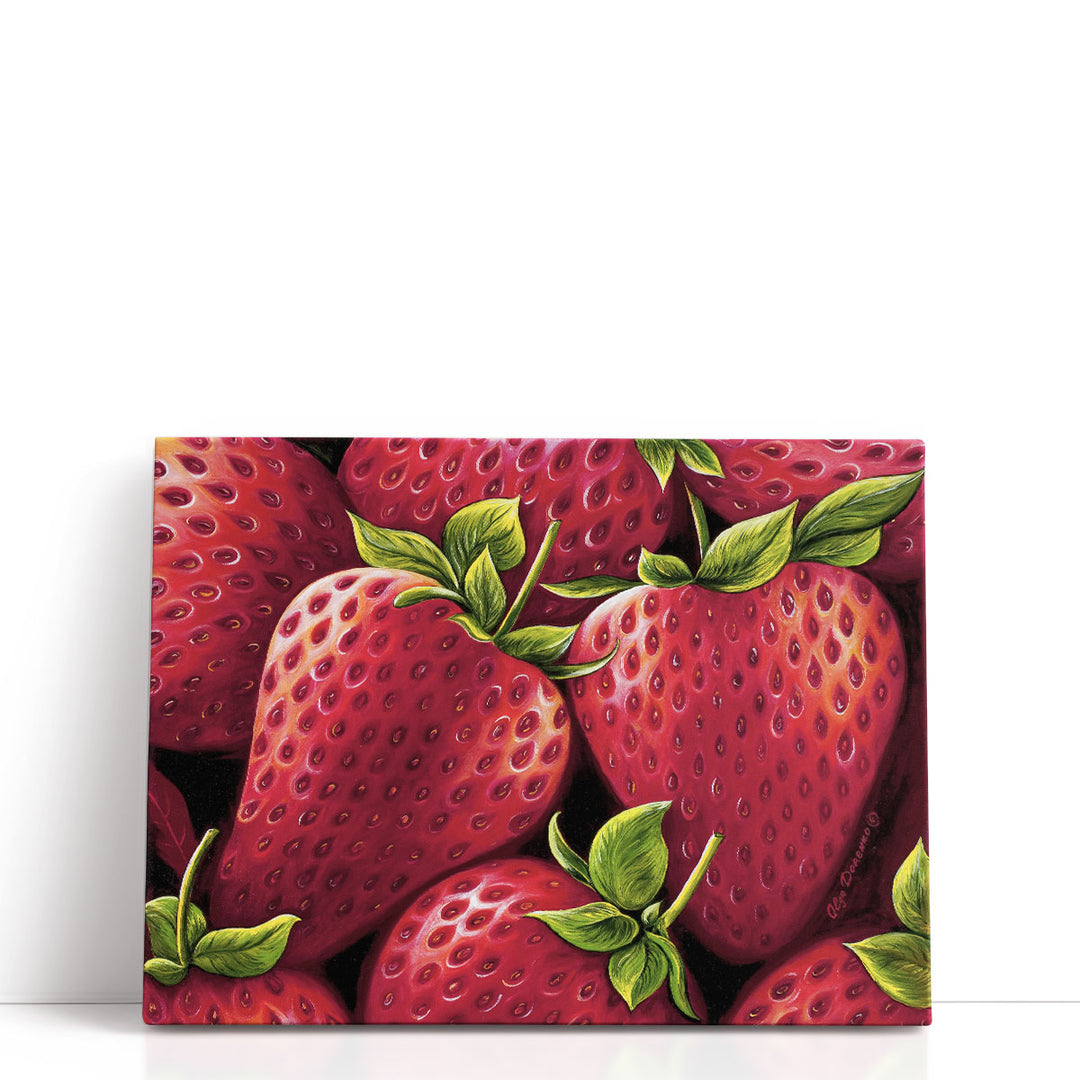 fruit wall art – bold red kitchen highlight