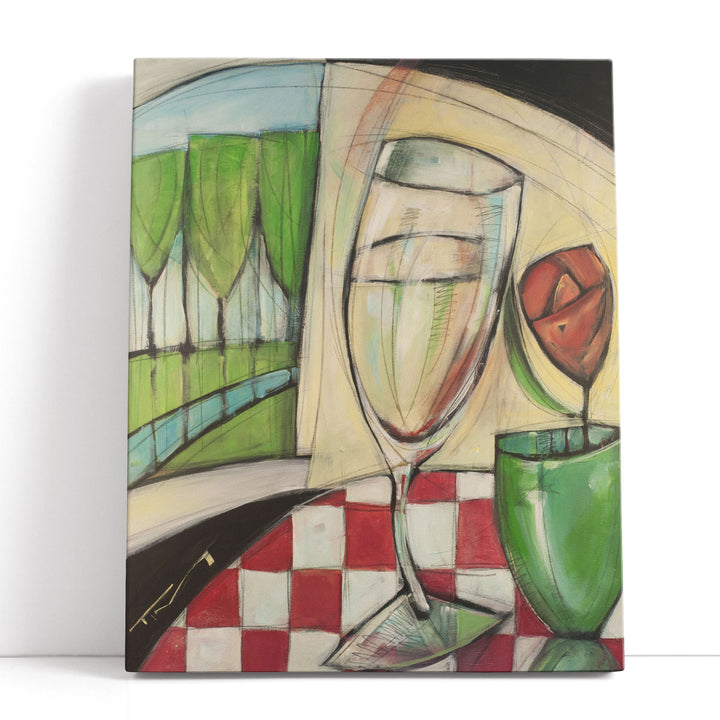 Abstract Wine Canvas Art bold crimson swirl