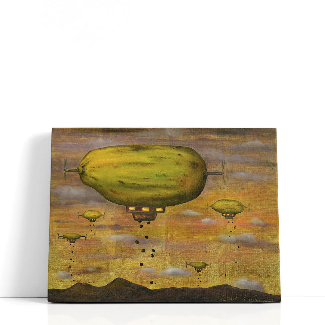 fruit wall art – surreal papaya UFO theme