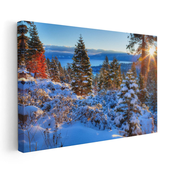 Sunrises over Lake Tahoe in California - Canvas Print Wall Art