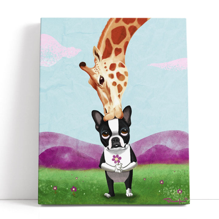Giraffe Kisses - Canvas Print Wall Art