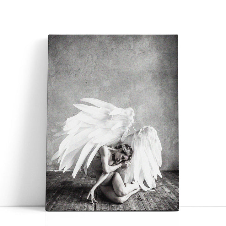 Angel Black and White - Canvas Print Wall Art