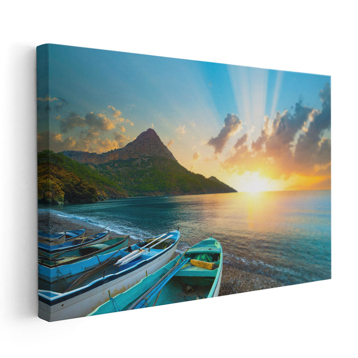 Sunset View On The Mediterranean Beach, Adrasan,  Antalya City - Canvas Print Wall Art