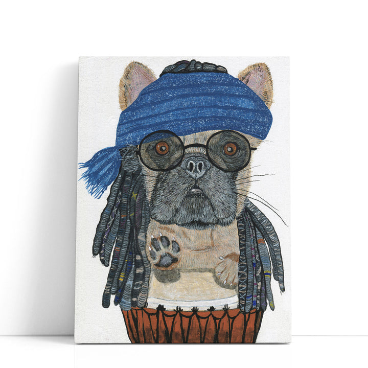 Hippie Frenchie - Canvas Print Wall Art