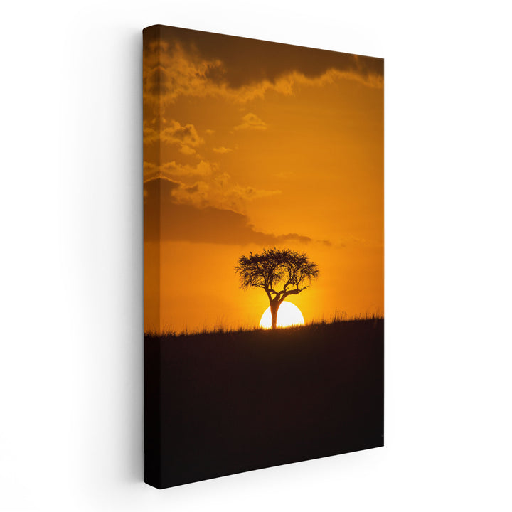 African Sunset With a Tree, Maasai Mara Kenya - Canvas Print Wall Art