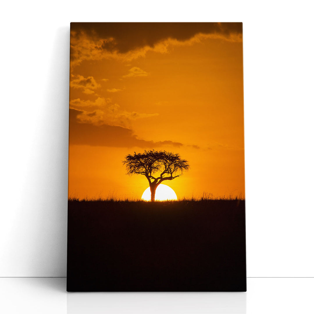 African Sunset With a Tree, Maasai Mara Kenya - Canvas Print Wall Art