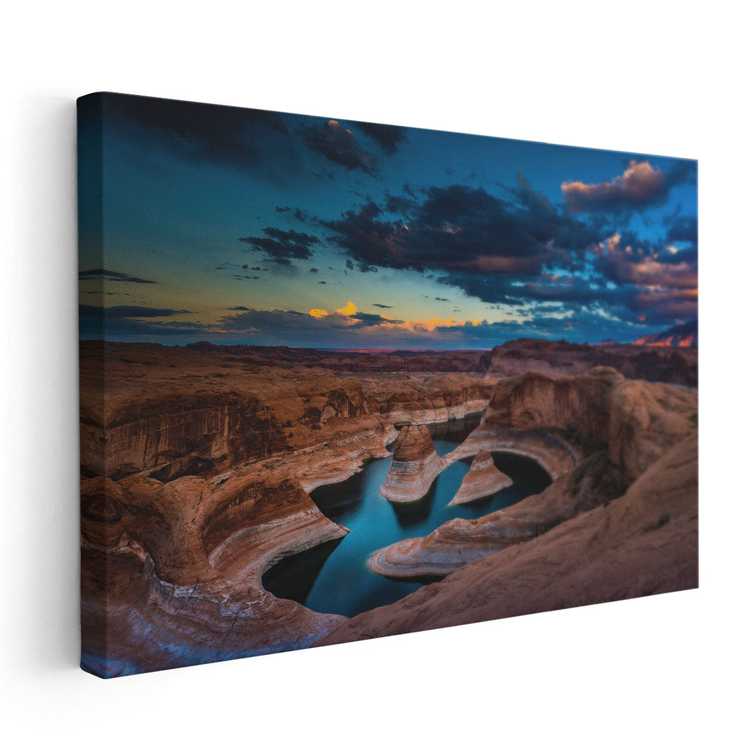 Canyon and Navajo Mountain after Sunset, Lake Powell Utah - Canvas Print Wall