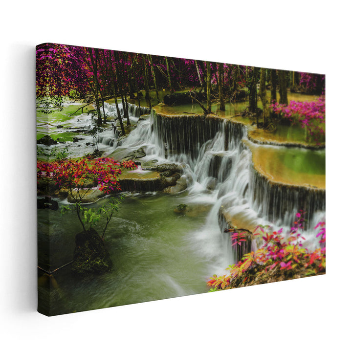 Huay Mae Khamin Waterfall in Tropical Forest, Thailand - Canvas Print Wall Art