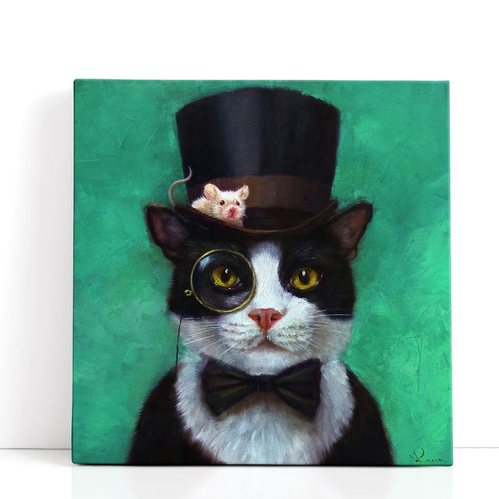 Tuxedo Cat Black And White - Canvas Print Wall Art
