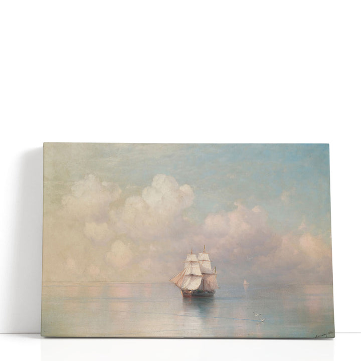 Scenic sailboat art framed sunset silhouette