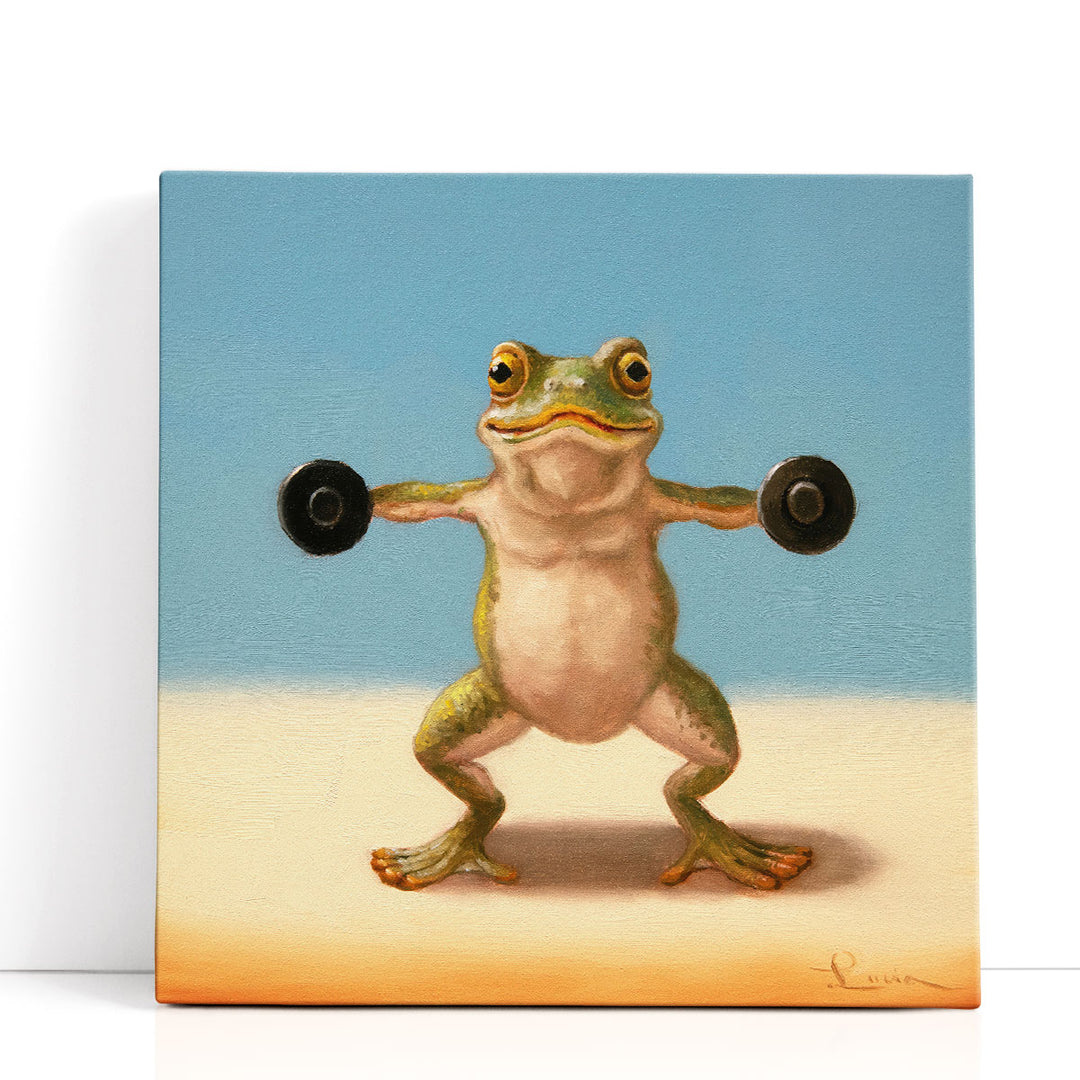 Gym Frog Dumbell Lateral Raise - Canvas Print Wall Art