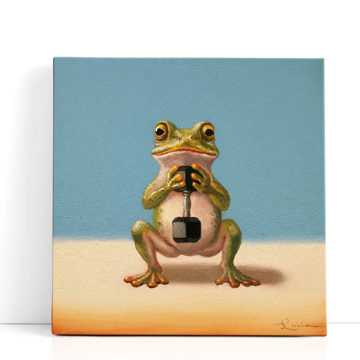 Gym Frog Goblet Squat Framed Art Print | Funny Frog Art | Lucia