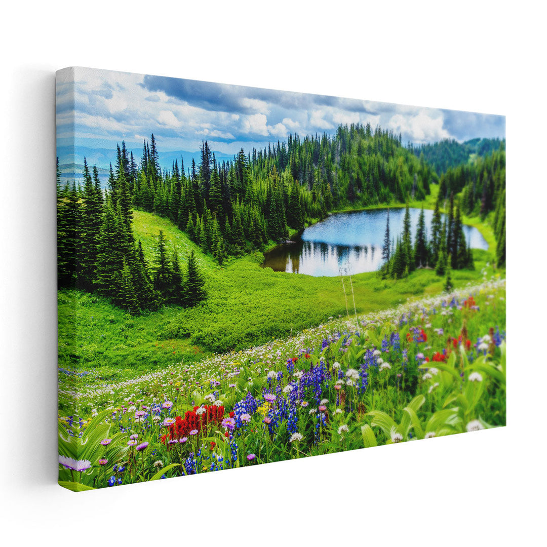 Tod Lake Through The Alpine Meadows, British Columbia - Canvas Print Wall Art