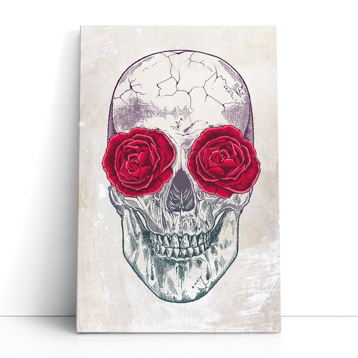 Skull And Roses - Canvas Print Wall Art