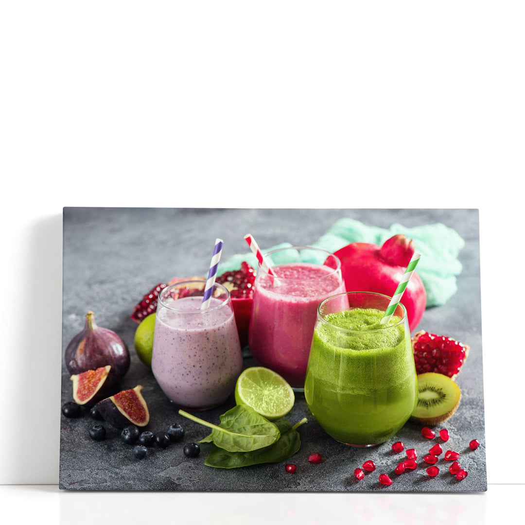 Colorful Smoothies & Fruits - Canvas Print Wall Art