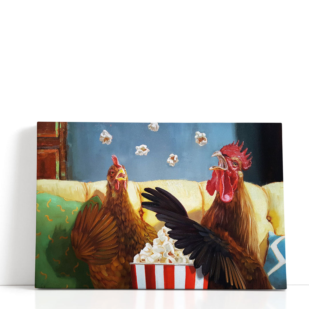Popcorn Chickens - Canvas Print Wall Art