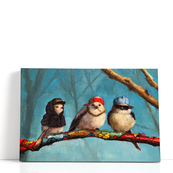 Birdz In Da Hood - Canvas Print Wall Art
