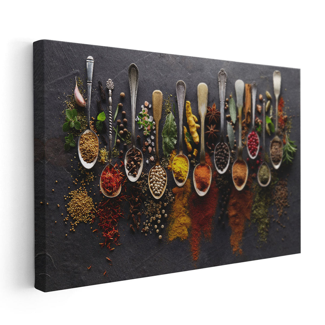 Herbs and Spices Kitchen Decor, Restaurant Art - Canvas Print Wall Art