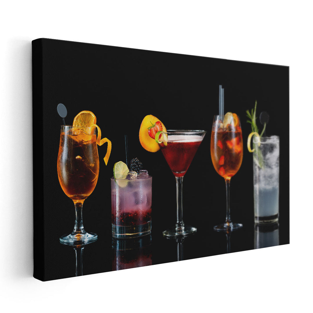 Selection of Cocktails Kitchen, Restaurant and Bar Decor - Canvas Print Wall Art