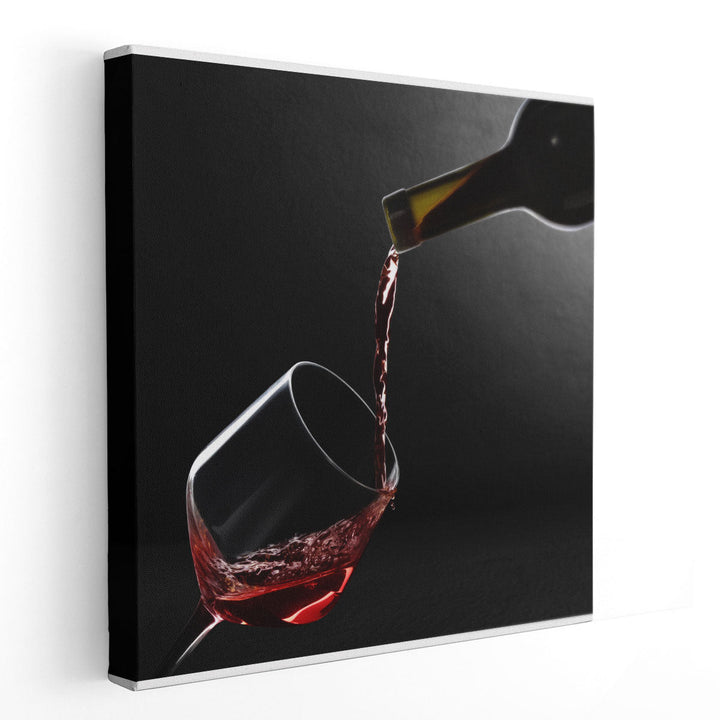 Wine On Black Background - Canvas Print Wall Art