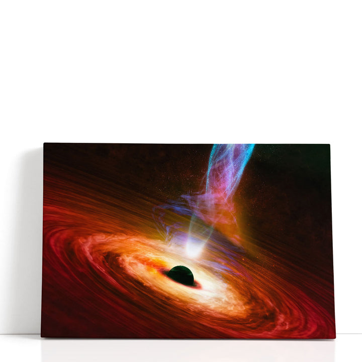 Black Hole with Nebula Over Colorful Stars and Cloud Fields in Outer Space - Canvas Print Wall Art
