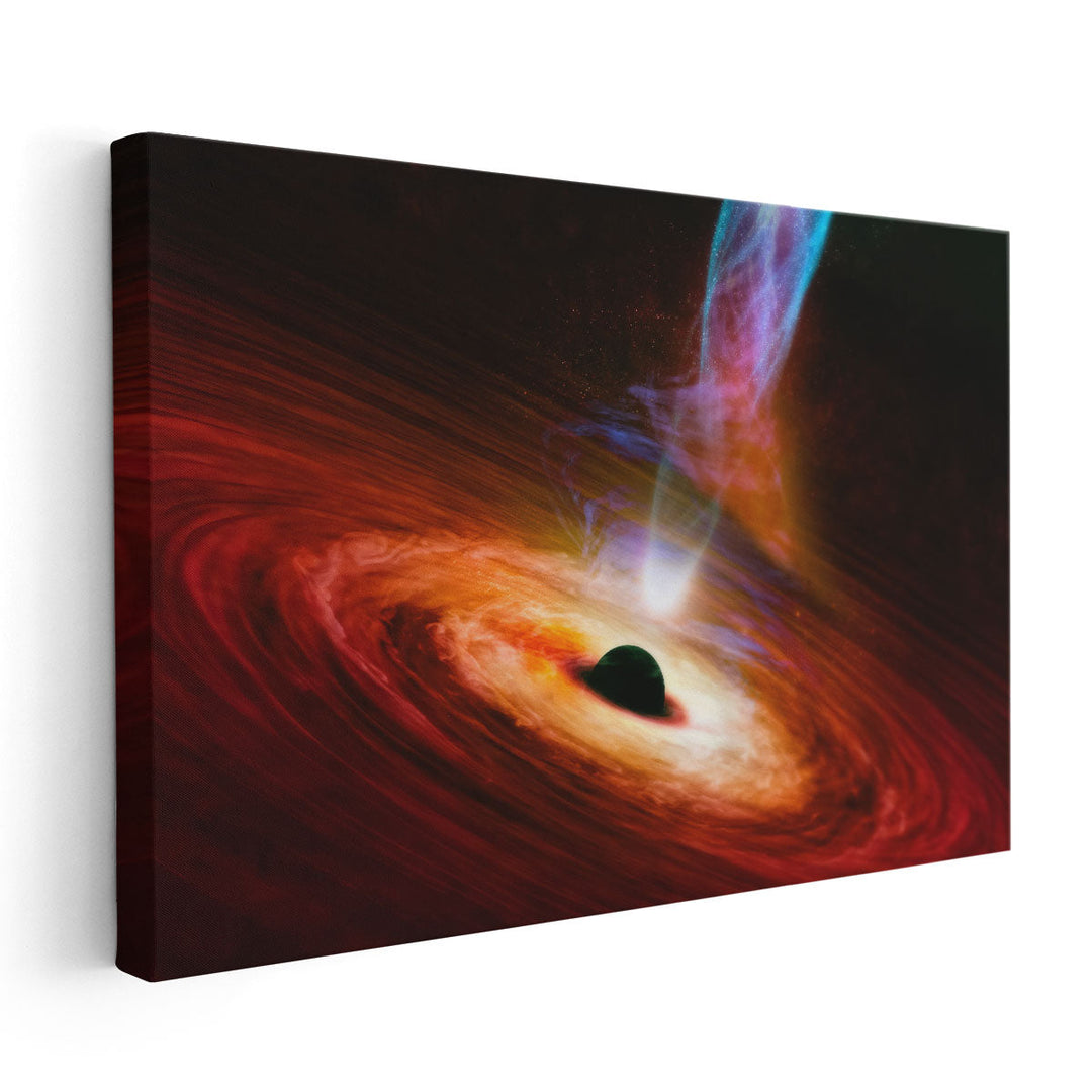 Black Hole with Nebula Over Colorful Stars and Cloud Fields in Outer Space - Canvas Print Wall Art