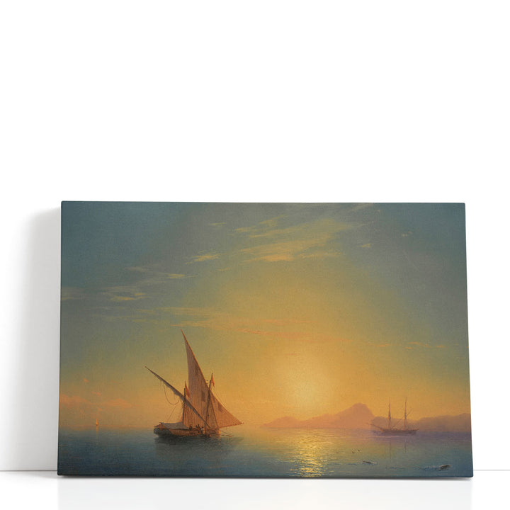 sailboat prints – white sail on neutral horizon