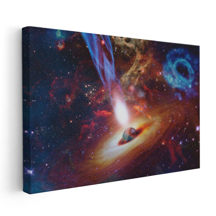 Bright Quasar in Deep Space, Astronomical Background - Canvas Print Wall Art