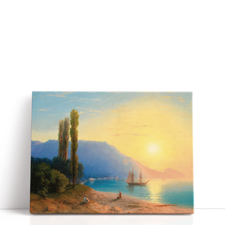 Scenic Sunset Canvas Wall Art – sunset over calm coastal horizon