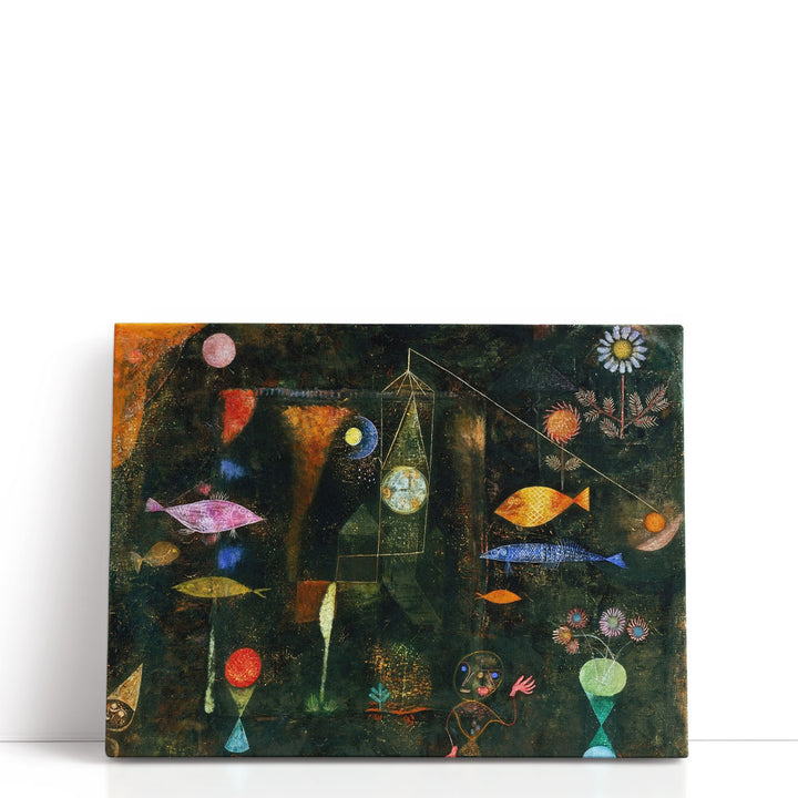 Surreal fish silhouette on dark canvas