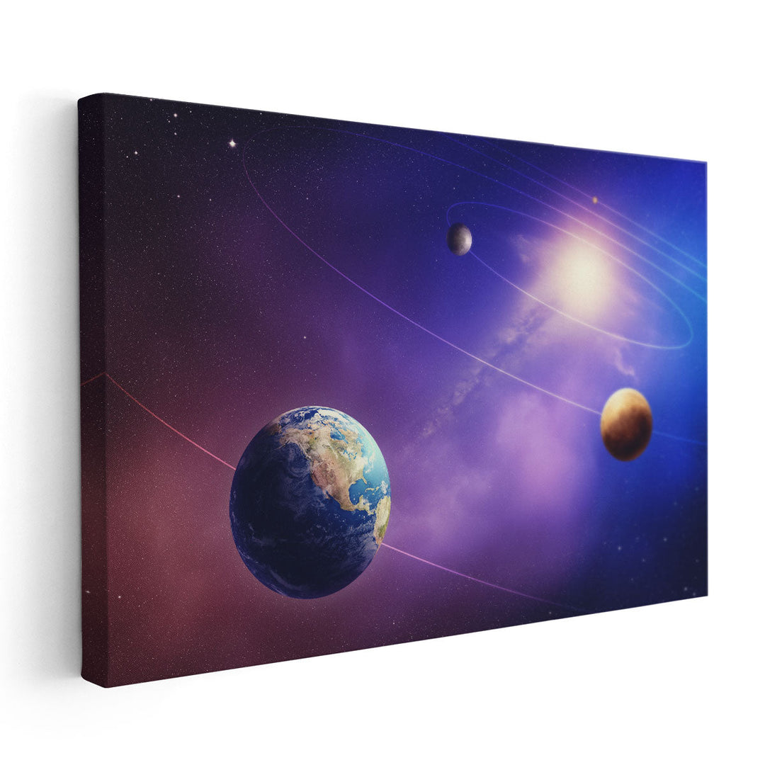 Inner Four Solar System Planets - Canvas Print Wall Art