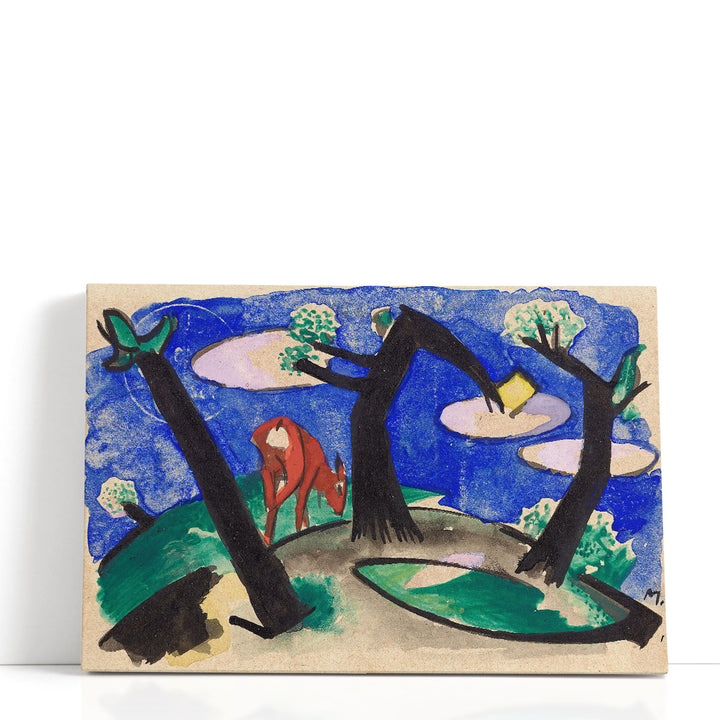 Abstract deer canvas in soft watercolor style