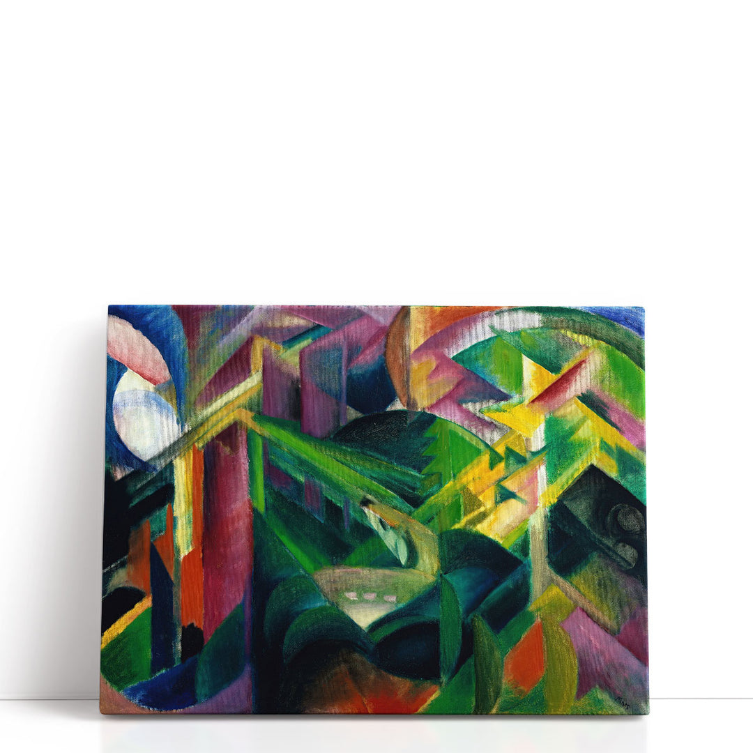 Abstract deer canvas with geometric background