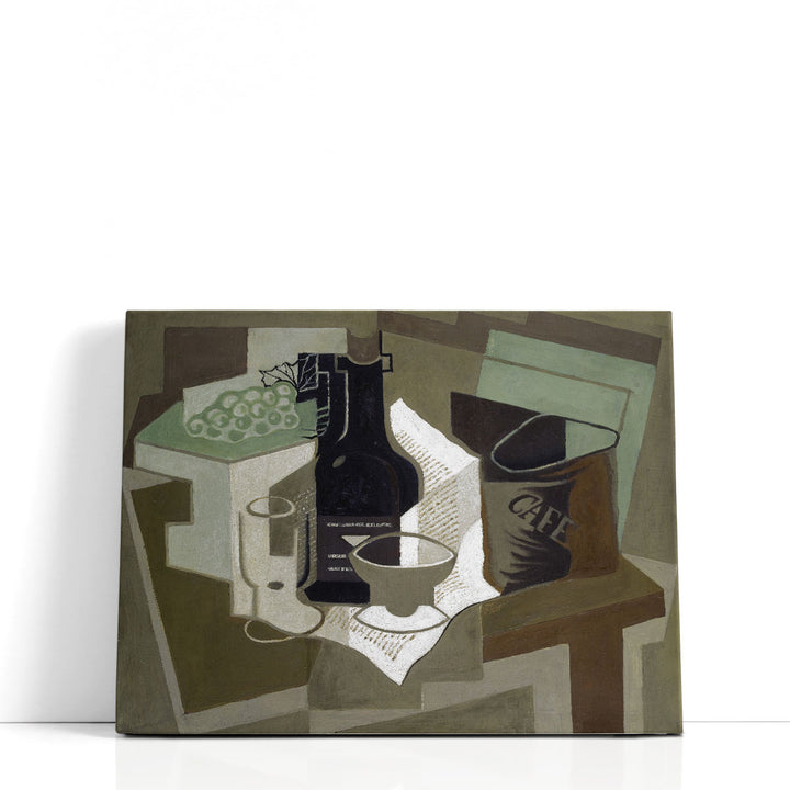 Cubism coffee canvas art in neutral tones