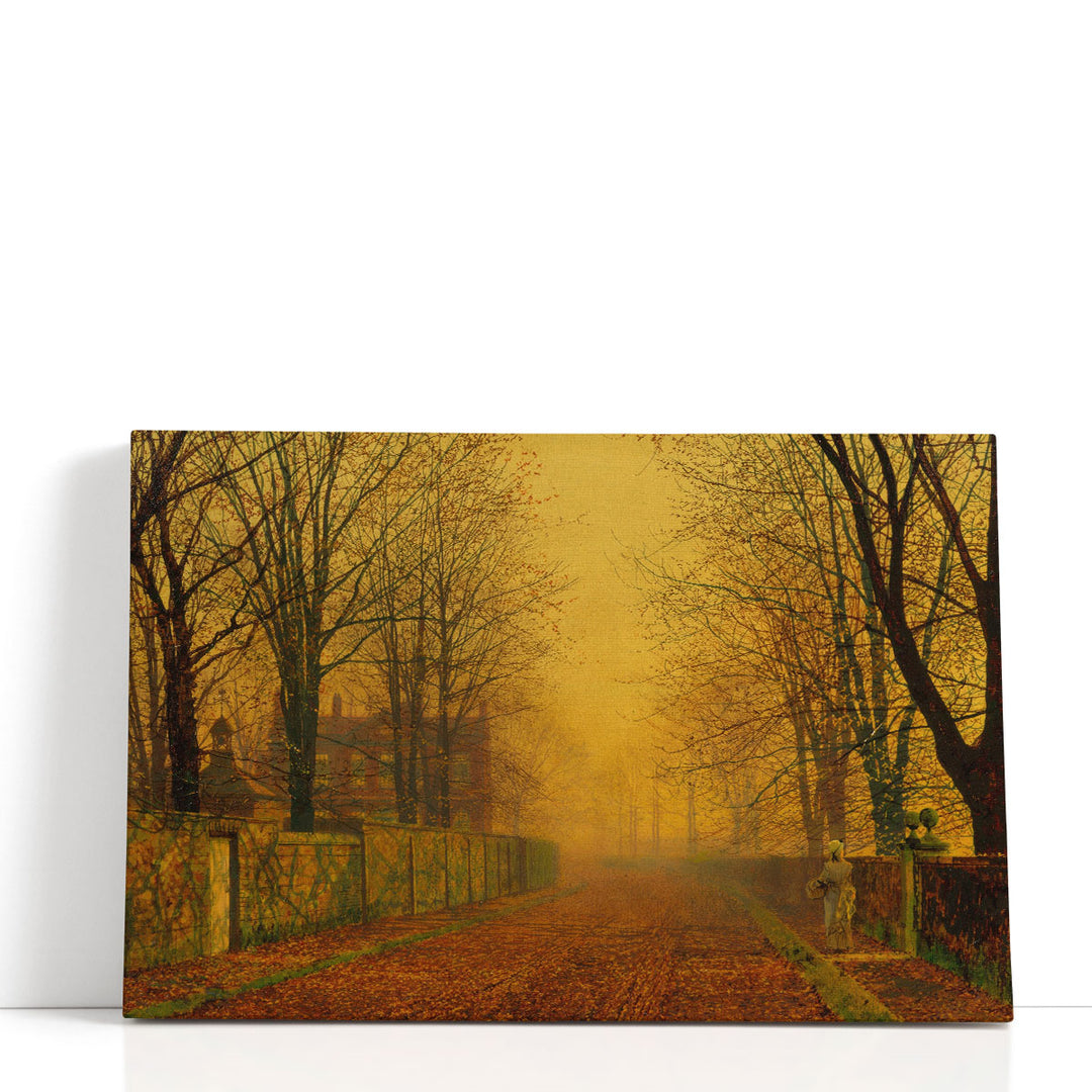 Golden landscape art print sunlit road scene