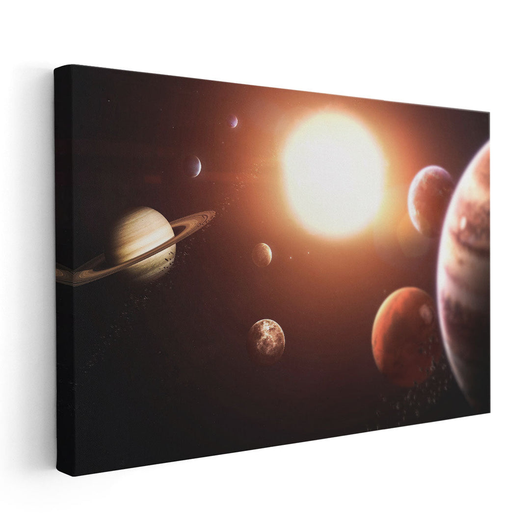 Solar System Planets, Earth, Mars, Jupiter and Others - Canvas Print Wall Art